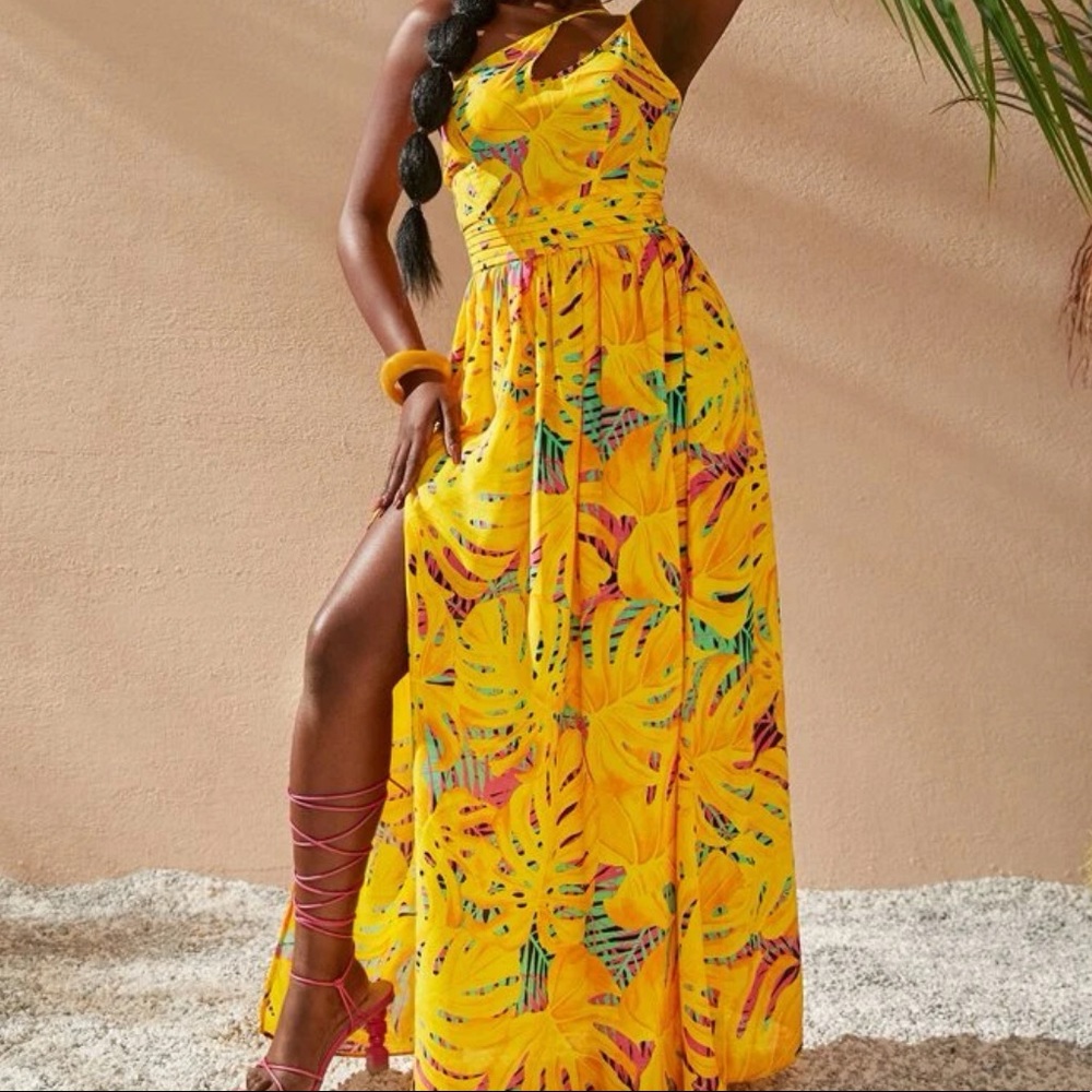 Yellow and multicolor brand new dress